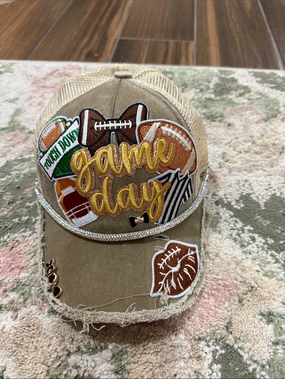 Game Day Embroidered Patch Trucker Hat - Tan